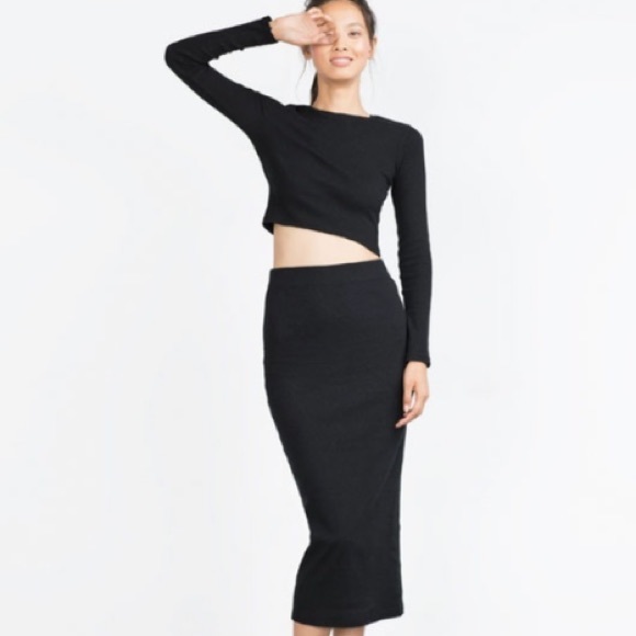 Zara Dresses & Skirts - Zara Red Crop Top and Matching Ribbed Pencil Skirt